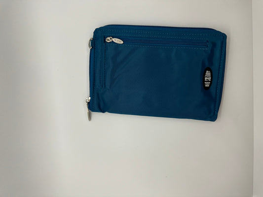 Super slim folio wallet with RFID protection, adjustable strap, dedicated phone pocket to use with Aira, 14 total pockets, and tons of storage for wearing around the neck or cross body