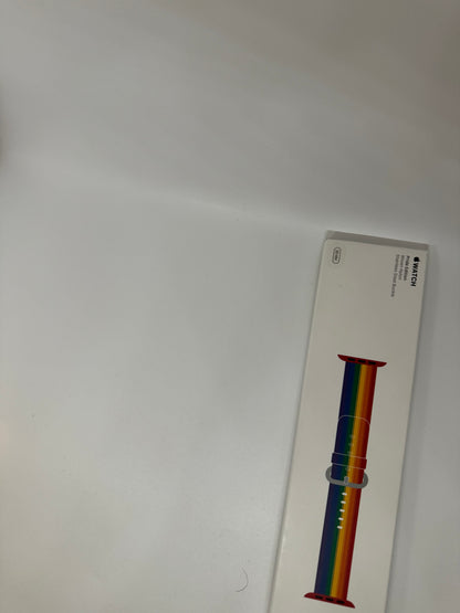 Rare woven Nylon Apple Watch band rainbow pride edition for 38mm, 40mm, and 41mm size. Super rare limited edition. Show your LGBTQ support and pride with this beautiful watch band