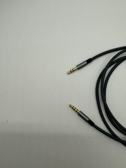 Braided nylon replacement 4 foot audio cable. add microphone and remote features to your wireless headphones, male to male connection